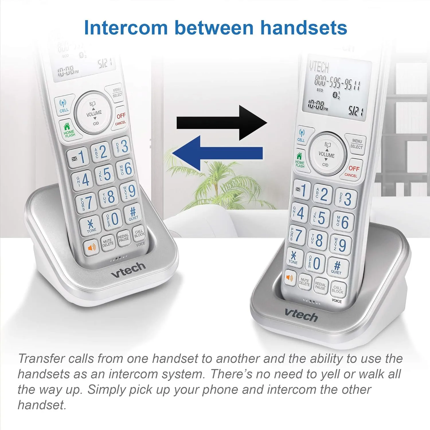 VTech VS112-17 Cordless Phone for Home with Answering Machine, Call Blocking, Caller ID, Intercom and Connect to Cell
