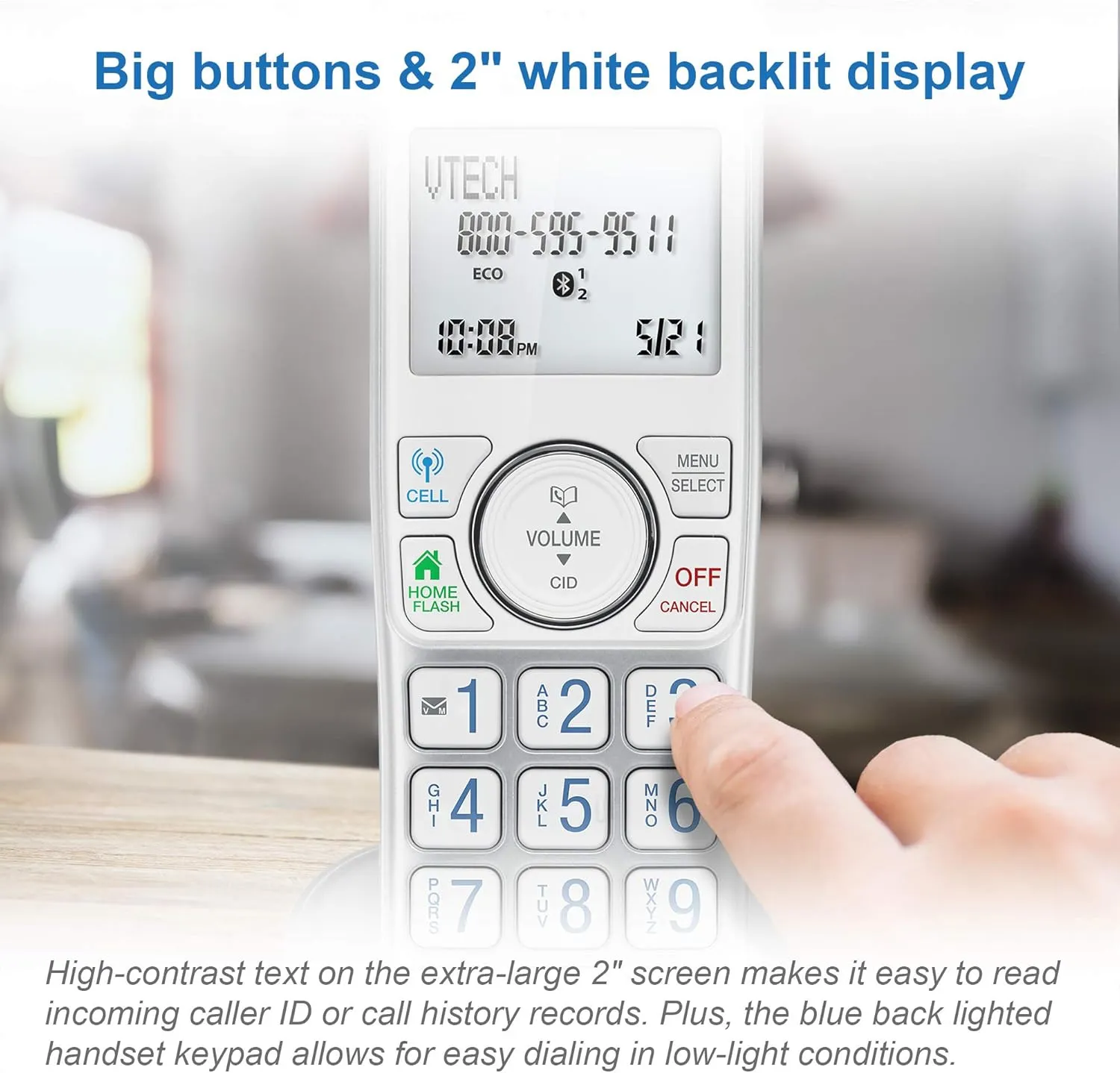 VTech VS112-17 Cordless Phone for Home with Answering Machine, Call Blocking, Caller ID, Intercom and Connect to Cell