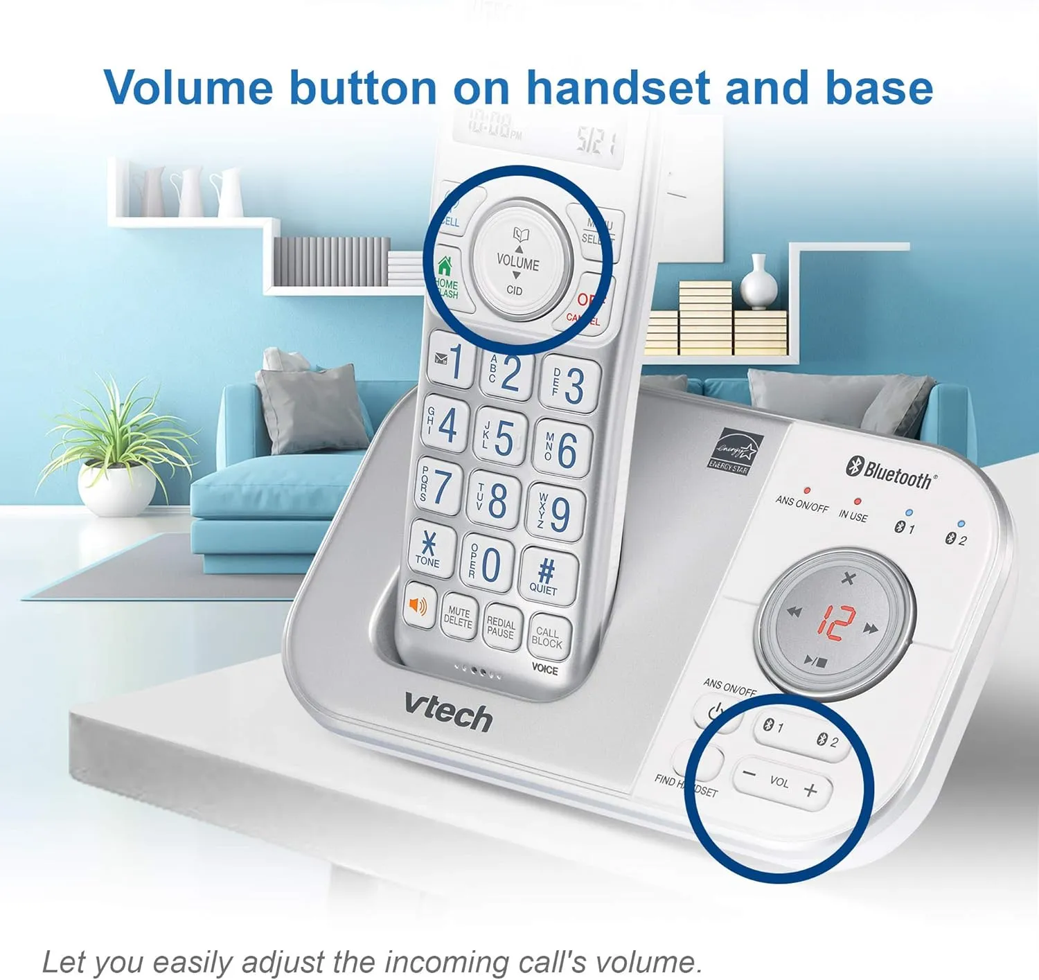 VTech VS112-17 Cordless Phone for Home with Answering Machine, Call Blocking, Caller ID, Intercom and Connect to Cell