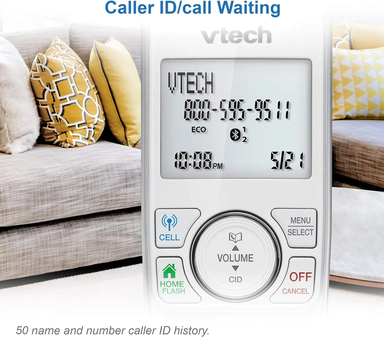 VTech VS112-17 Cordless Phone for Home with Answering Machine, Call Blocking, Caller ID, Intercom and Connect to Cell