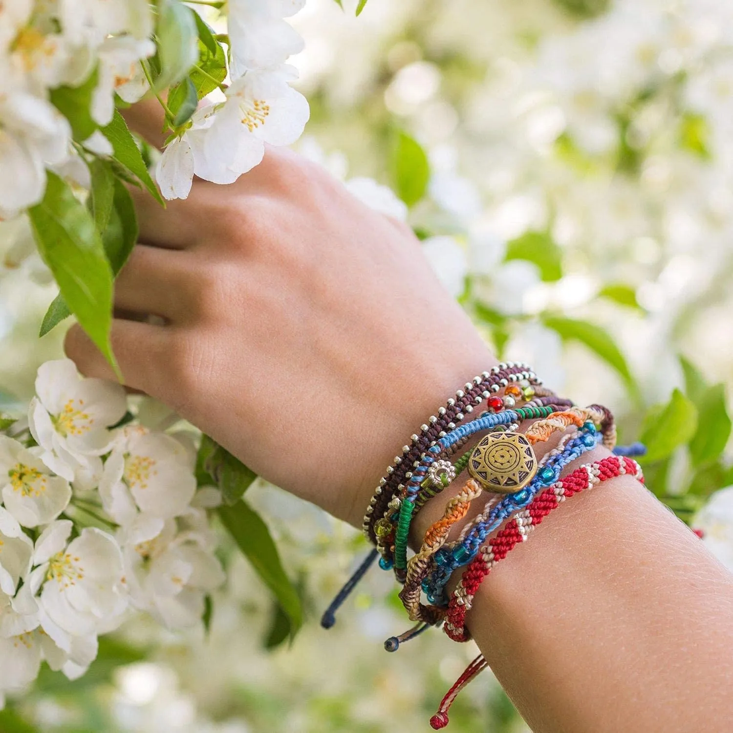 Wakami Earth Charm Bracelet | Women's Jewelry | bracelets for women & men | Trendy Beaded Bracelet Stack | Waterproof | Fair Trade | Braided