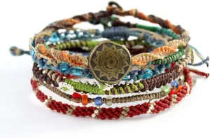 Wakami Earth Charm Bracelet | Women's Jewelry | bracelets for women & men | Trendy Beaded Bracelet Stack | Waterproof | Fair Trade | Braided