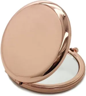 Wall Mirror for Bathroom, Makeup Mirror Portable Solid Color Metal Round Case Double-Side Pop-Up Pocket Makeup Mirror Mirror (Color : Rose Gold)