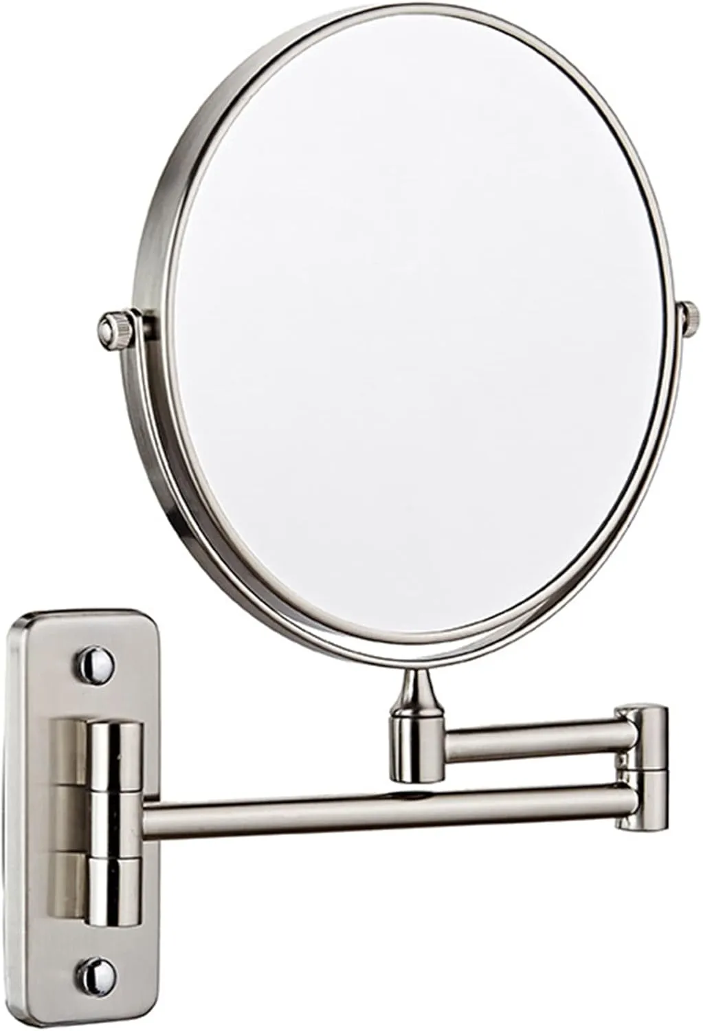 Wall Mirror for Bathroom, Wall Mounted Makeup Mirror, 8Inch Double Sided Shaving Mirror with Magnifaction, 360 Swivel Extendable Arm Bathroom Vanity Mirrors(Nickel,5X)