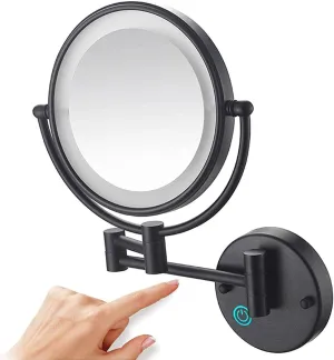 Wall Mounted Makeup Mirror 7.8 Inch 1X/10X, Double Sided 360° Swivel Extending Vanity Wall Mirror, with Touch Screen Mirror Shaving, for Girls, Bathroom, Hotels (Color : Silver, Size : USB)