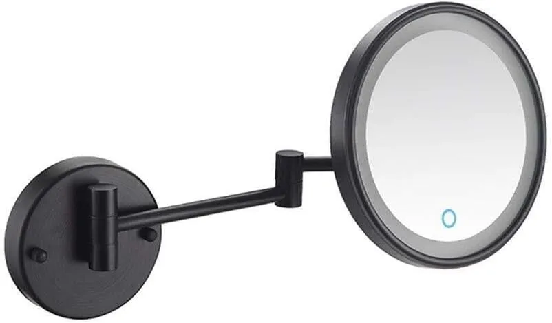 Wall Mounted Makeup Mirror, 8-Inch Round Vanity Mirror with 10X Magnification, 360° Swivel, Extendable Arm