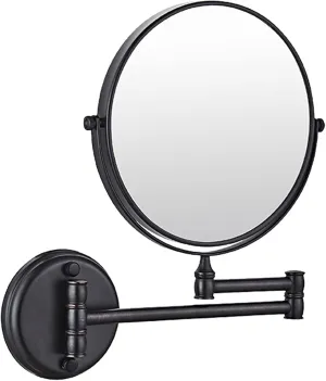 Wall Mounted Makeup Mirror, 8Inch Double Sided Shaving Mirror with Magnifaction, 360 Swivel Extendable Bathroom Vanity Mirrors,Silver,5X (Color : Black, Size : 7X)