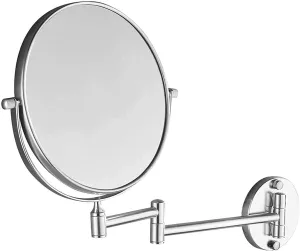 Wall Mounted Makeup Mirror, Swivel Extendable Vanity Mirror with Folding Arm, Lighted Magnifying Shaving Mirror for Bathroom and Bedroom