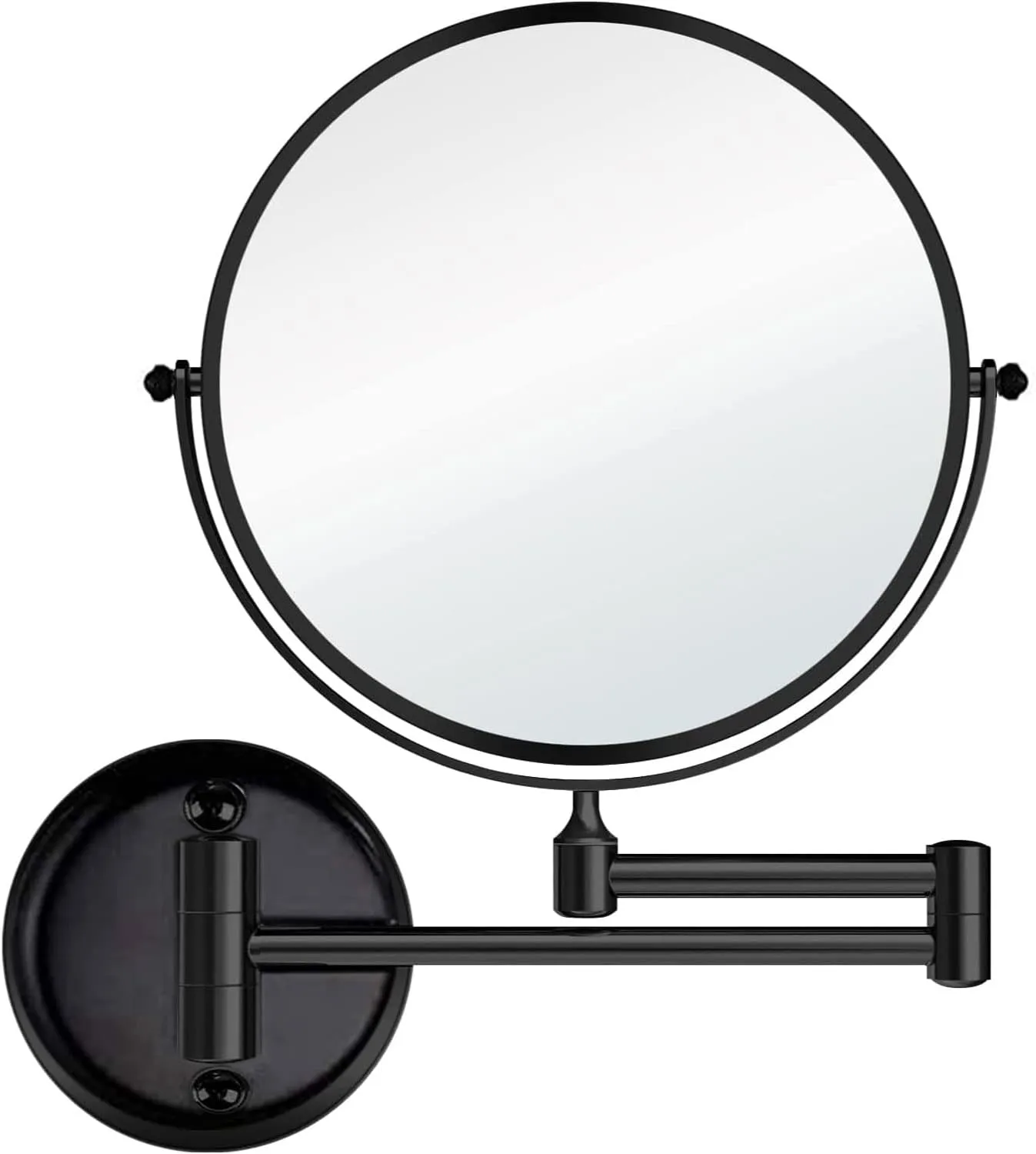 Wall Mounted Makeup Mirror with 5X Magnification, 8 Inch Double Sided Vanity Magnifying Mirror for Bathroom, Black