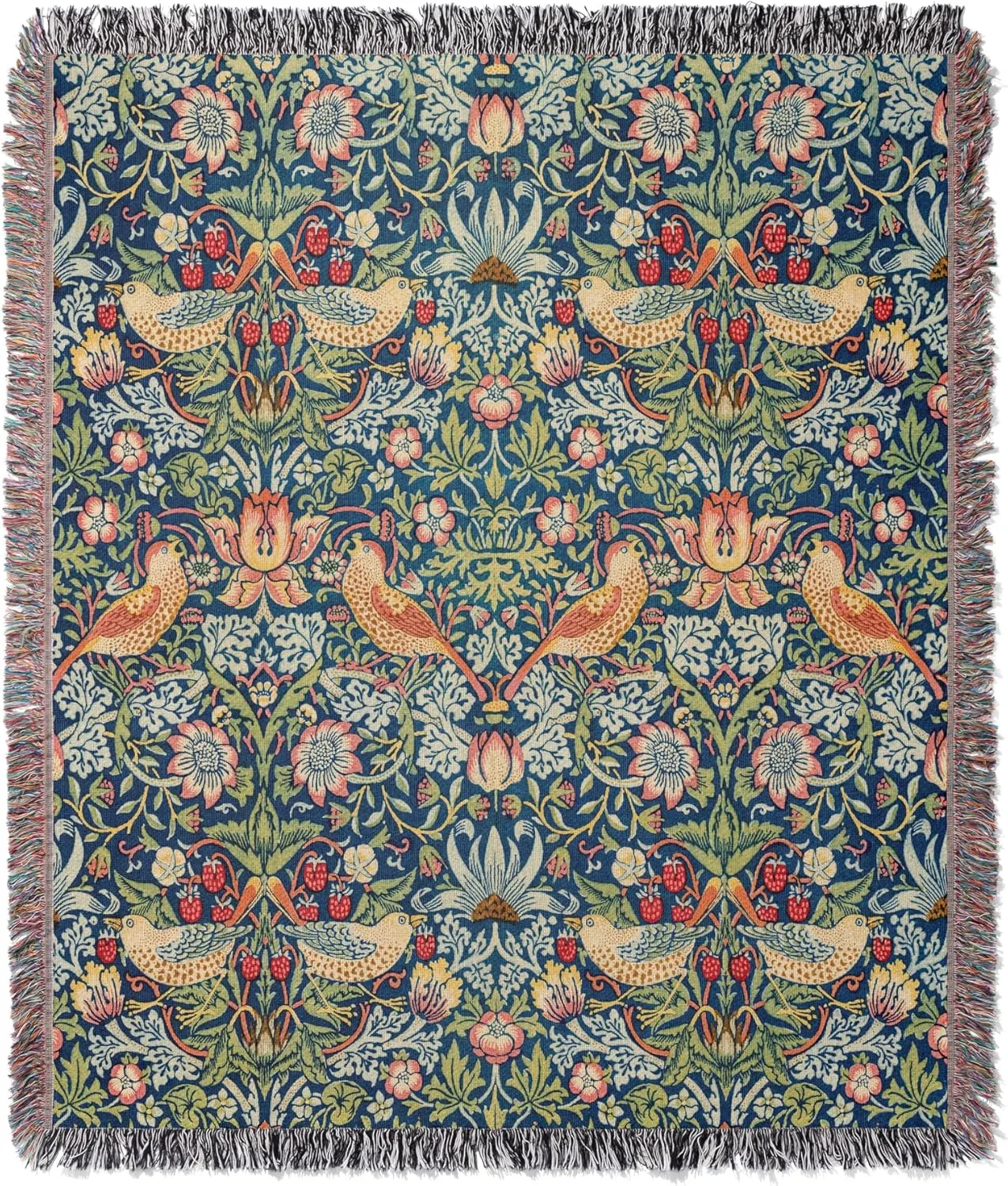 Waterstone Creations William Morris Strawberry Thief Decorative Throw Blanket (Medium 50"x60")