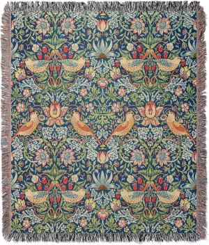 Waterstone Creations William Morris Strawberry Thief Decorative Throw Blanket (Medium 50"x60")