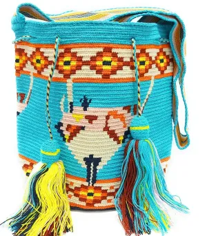 Wayuu Crochet Tote Bag, Woven Mochila, Colombian Tribal Bag, Beach Bag