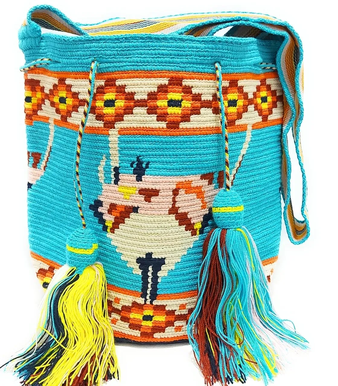 Wayuu Crochet Tote Bag, Woven Mochila, Colombian Tribal Bag, Beach Bag
