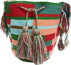Wayuu Crochet Tote Bag, Woven Mochila, Colombian Tribal Bag, Beach Bag