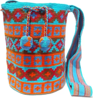 Wayuu Crochet Tote Bag, Woven Mochila, Colombian Tribal Bag, Beach Bag