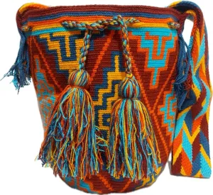 Wayuu Crochet Tote Bag, Woven Mochila, Colombian Tribal Bag, Beach Bag