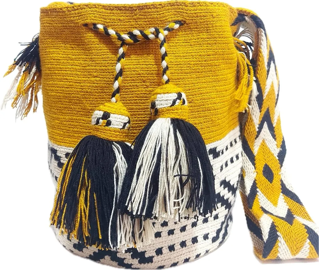 Wayuu Crochet Tote Bag, Woven Mochila, Colombian Tribal Bag, Beach Bag
