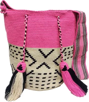 Wayuu Crochet Tote Bag, Woven Mochila, Colombian Tribal Bag, Beach Bag