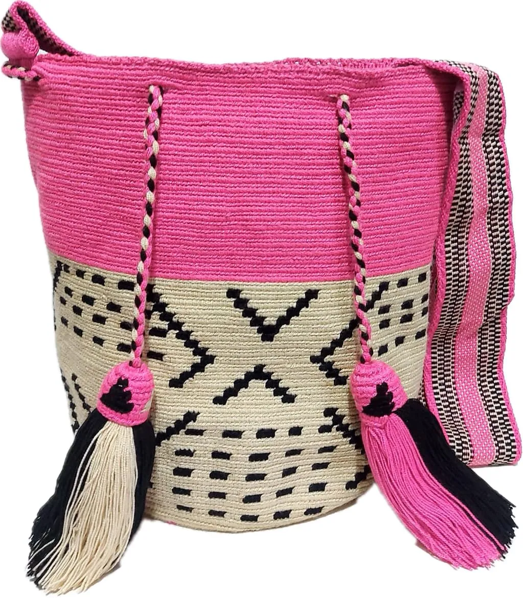 Wayuu Crochet Tote Bag, Woven Mochila, Colombian Tribal Bag, Beach Bag