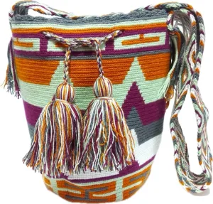 Wayuu Crochet Tote Bag, Woven Mochila, Colombian Tribal Bag, Beach Bag