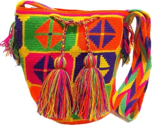 Wayuu Crochet Tote Bag, Woven Mochila, Colombian Tribal Bag, Beach Bag