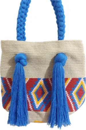 Wayuu Crochet Tote Bag, Woven Mochila, Colombian Tribal Bag, Beach Bag