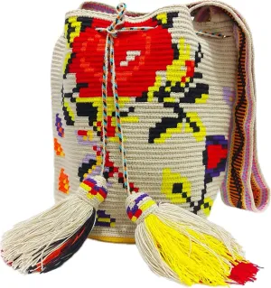 Wayuu Crochet Tote Bag, Woven Mochila, Colombian Tribal Bag, Beach Bag