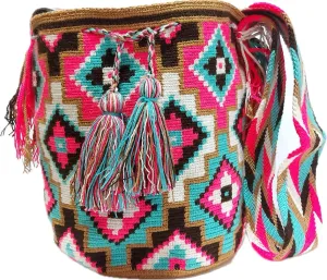 Wayuu Crochet Tote Bag, Woven Mochila, Colombian Tribal Bag, Beach Bag