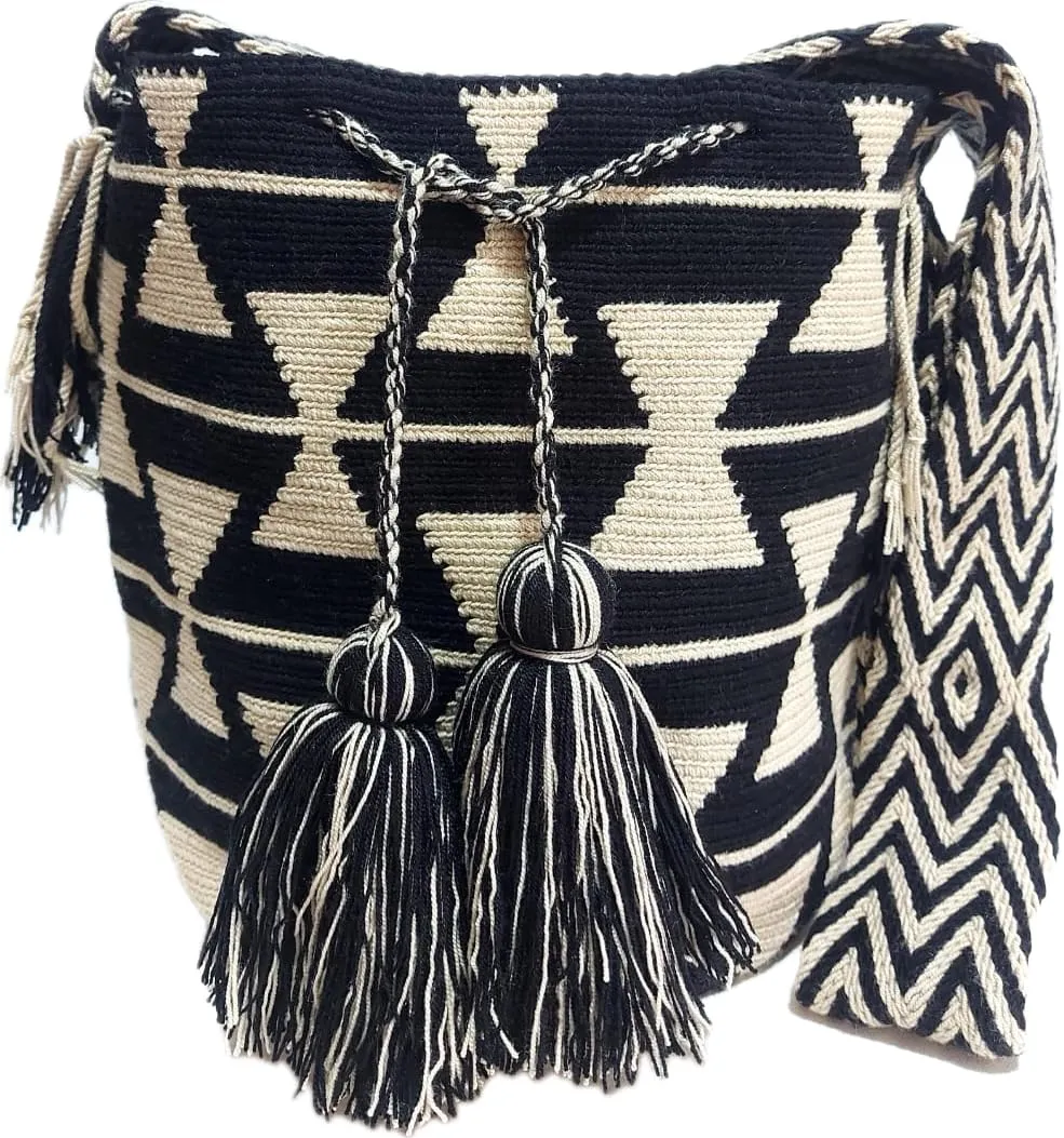 Wayuu Crochet Tote Bag, Woven Mochila, Colombian Tribal Bag, Beach Bag