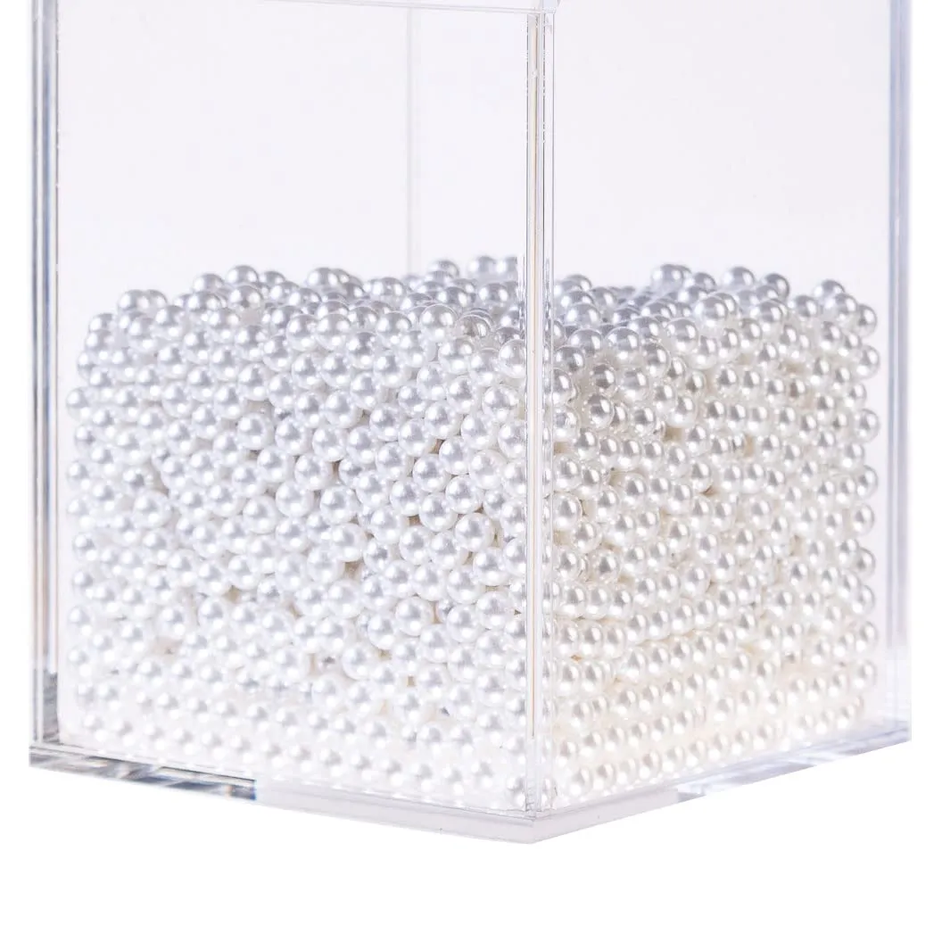 White Pearl Beads for Makeup Brush Holder and Vase Fillers(No Hole,4mm,2 Pints)