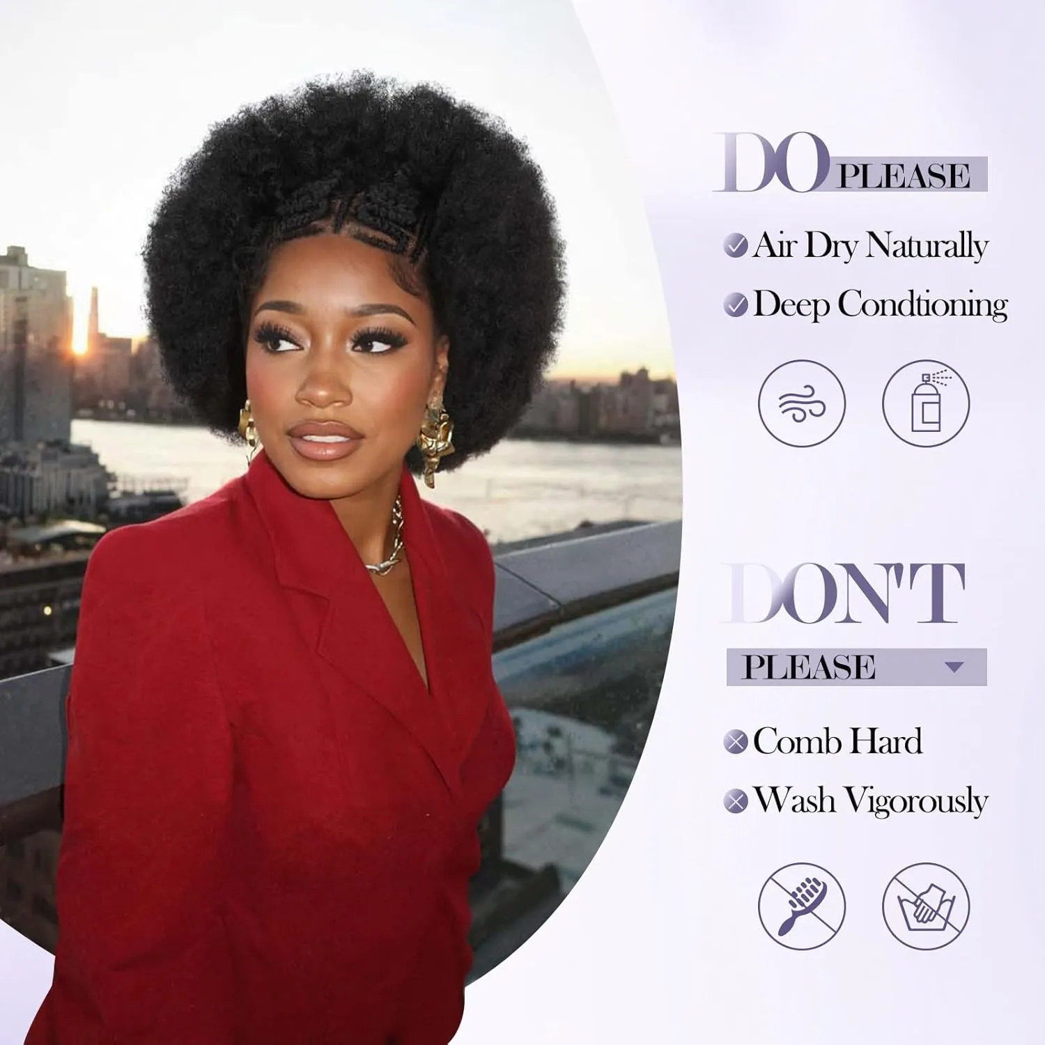 WIGER 13x4 Lace Frontal Kinky Curly Wig With Baby Hair Braided Wigs for Black Women Afro Lace Front Hair Wigs Pre Plucked Glueless Synthetic 4C Full Lace Wigs for African American
