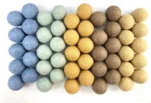 Wildflower by Hu Hands Earth Tone Wool Felt Balls | Coastal Farmhouse | 50 Pom Poms Hand Felted in Nepal Crafts, Garland, Felting, Decor | .8-1 Inch Pompoms | Muslin Bag