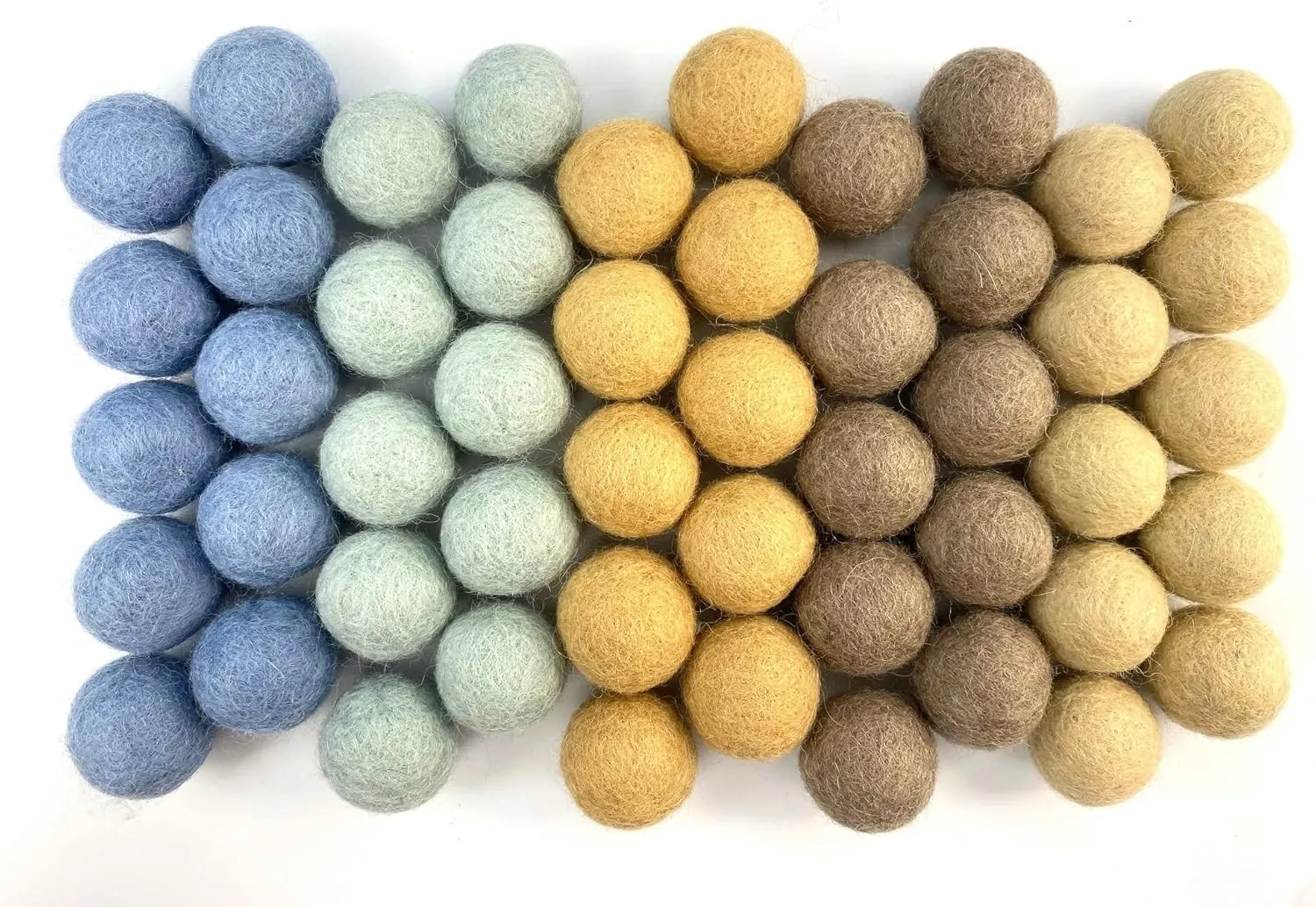 Wildflower by Hu Hands Earth Tone Wool Felt Balls | Coastal Farmhouse | 50 Pom Poms Hand Felted in Nepal Crafts, Garland, Felting, Decor | .8-1 Inch Pompoms | Muslin Bag