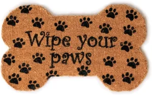Wipe Your Paws , Hand-Stenciled, All-Natural Coconut Fiber Coir Doormat With Non Slip Backing 18" X 30" x .75"