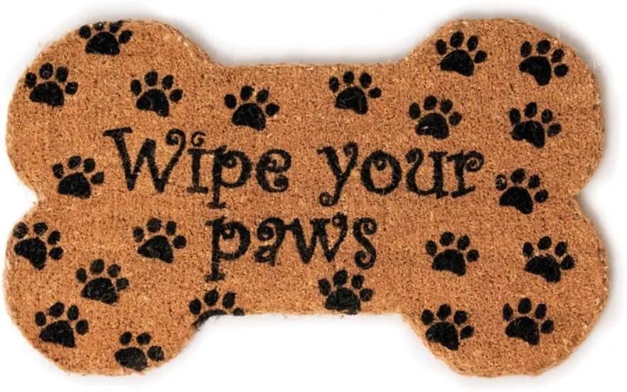Wipe Your Paws , Hand-Stenciled, All-Natural Coconut Fiber Coir Doormat With Non Slip Backing 18" X 30" x .75"