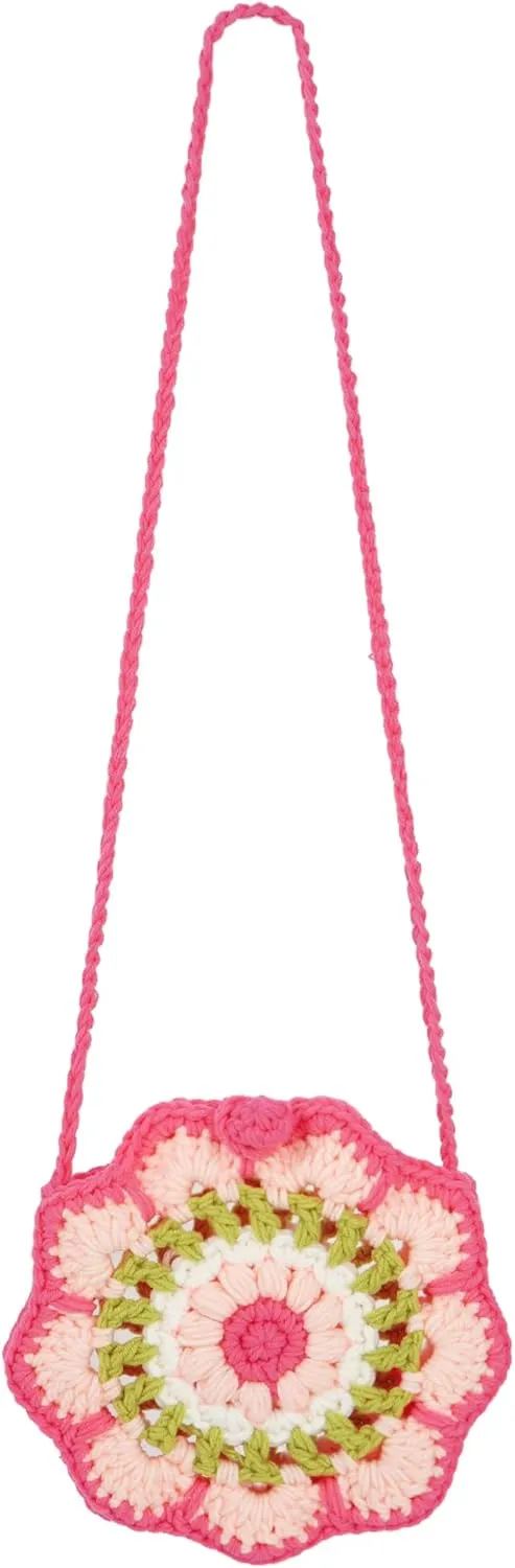 Women Girls Mini Flower Cotton Crochet Crossbody Shoulder Bag Handbag Purse
