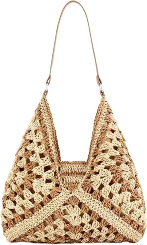 Women Hobo Bag Ladies Boho Tote Bag Fashion Beach Sling Bag Woven Purse Women Shoulder Bag for Vacation, Work, Everyday