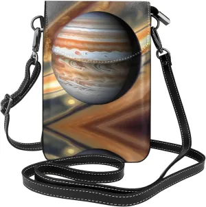 women leather Cell Phone Purse Jupiter Landscape pattern Multifunction,Soft, durable,Convenient for daily use and travel Black