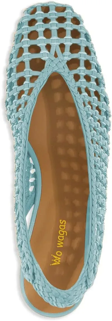 Women Slingback Strap Square Toe Pumps Slip On Low Kitten Heel Woven Sandals Summer Daily Dress Shoes Size 4-16 US