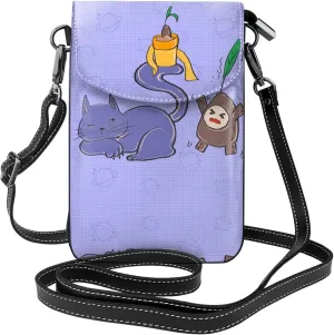 women Small Cell Phone Purse Sunflower seeds and cats Prints Soft, durable and waterproof PU leather Convenient for daily use and travel