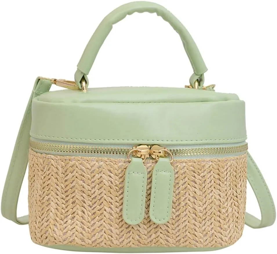 Women Small Summer Beach Tote Shoulder Bags Handwoven Straw Summer Crossbody Bag Makeup Purse Handbags
