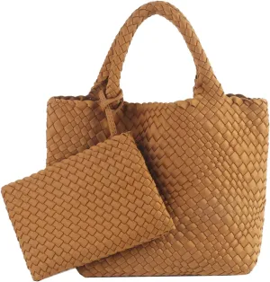 Women Tote Bag Large Neoprene Tote Bag Fashion Woven Bag Neoprene Tote Handbag Roomy Shoulder Bags for Beach, Gym