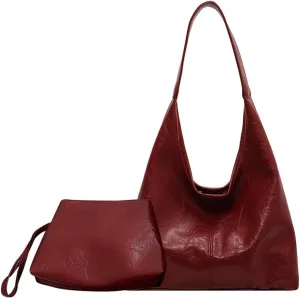 Women Vintage Hobo Bag Casual PU Leather Shoulder Bag Large Capacity Retro Tote Handbag Soft Underarm Bag Daily Dat