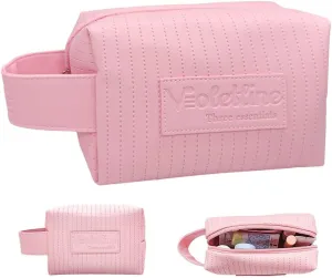 Women's Cosmetic Bag Essentials, Perfect Christmas Gifts! Elegant Preppy Travel Makeup Bag, Ideal Waterproof Leather Cosmetic Bag for Girls and Moms (Light Pink Cosmetic bag)