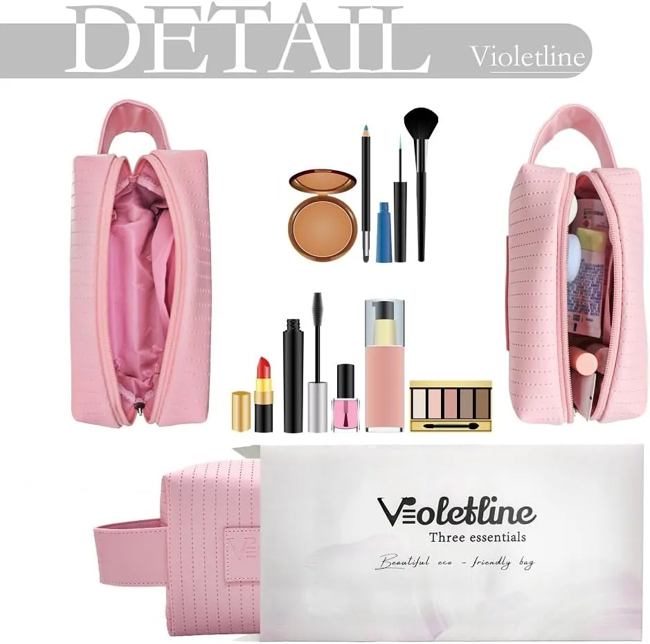 Women's Cosmetic Bag Essentials, Perfect Christmas Gifts! Elegant Preppy Travel Makeup Bag, Ideal Waterproof Leather Cosmetic Bag for Girls and Moms (Light Pink Cosmetic bag)