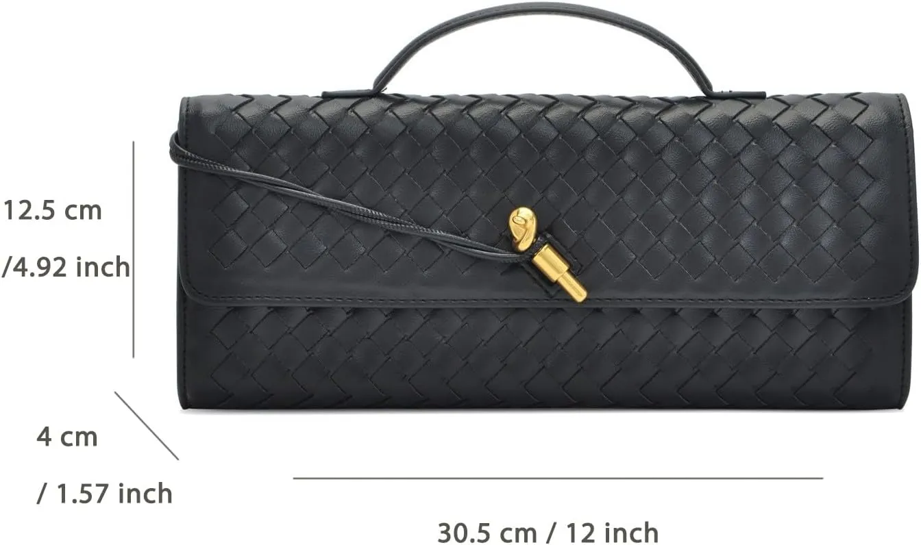 Women's Handmade Woven Clutch Purse,Crossbody Bag for Evening & Casual, Adjustable Shoulder Strap Fashion Handbag