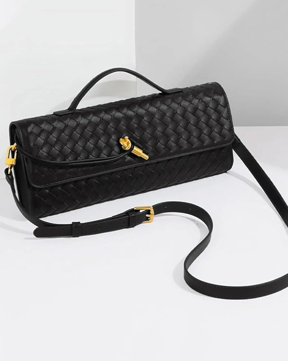 Women's Handmade Woven Clutch Purse,Crossbody Bag for Evening & Casual, Adjustable Shoulder Strap Fashion Handbag