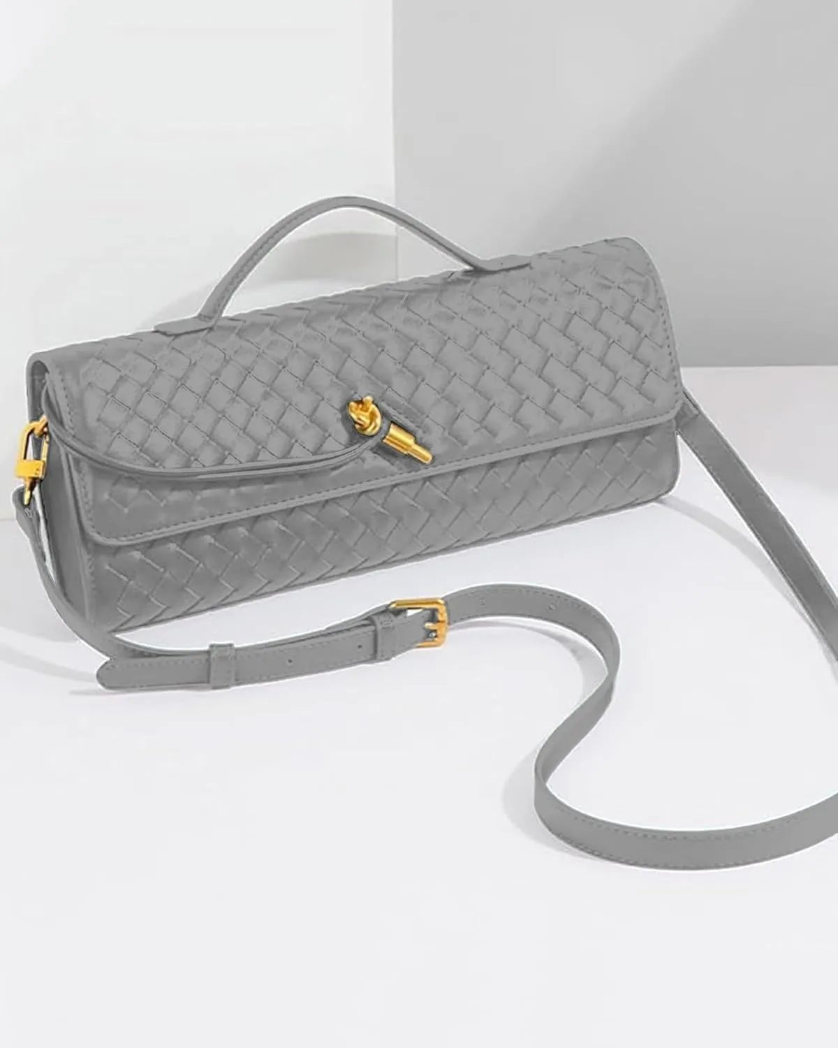 Women's Handmade Woven Clutch Purse,Crossbody Bag for Evening & Casual, Adjustable Shoulder Strap Fashion Handbag