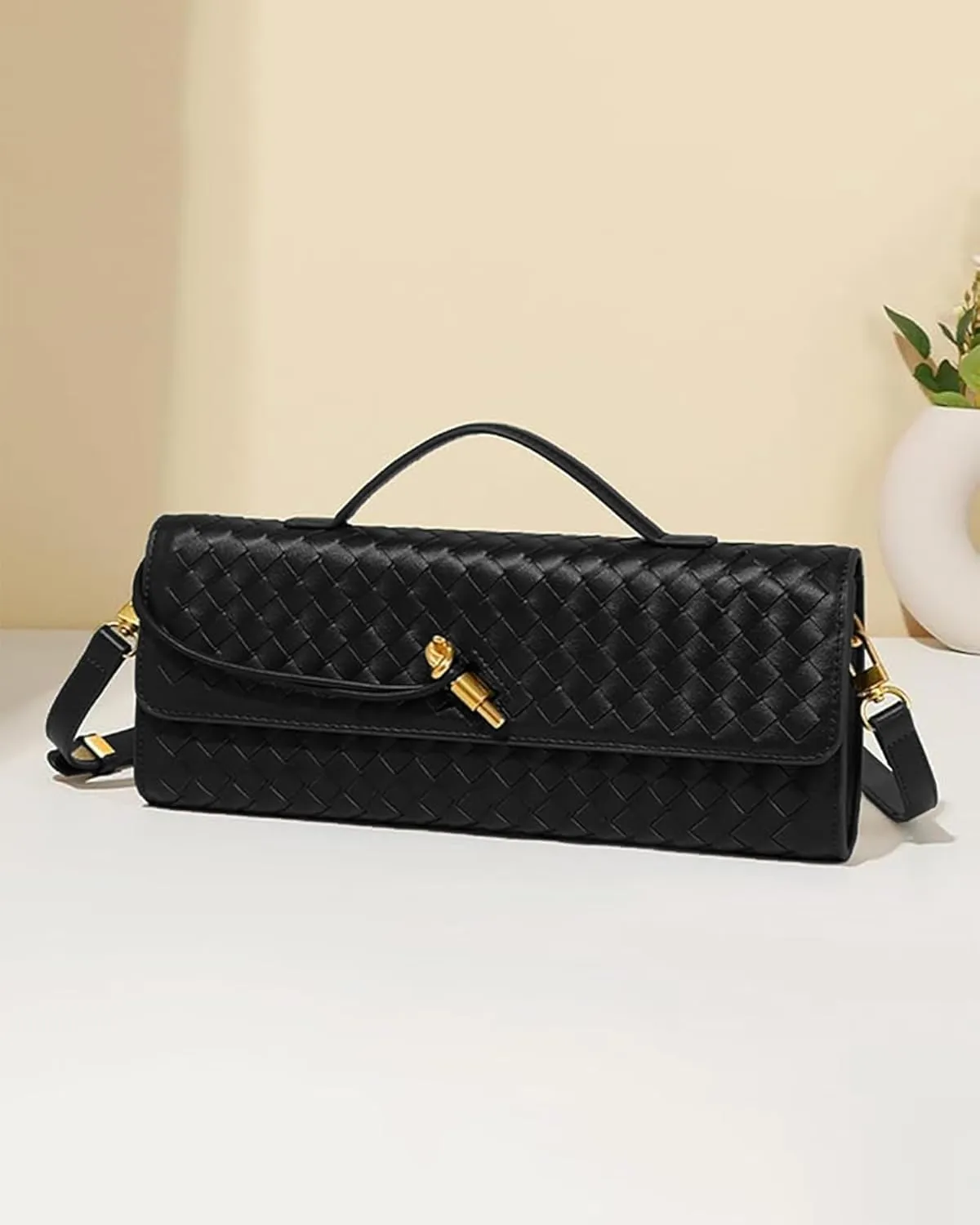 Women's Handmade Woven Clutch Purse,Crossbody Bag for Evening & Casual, Adjustable Shoulder Strap Fashion Handbag