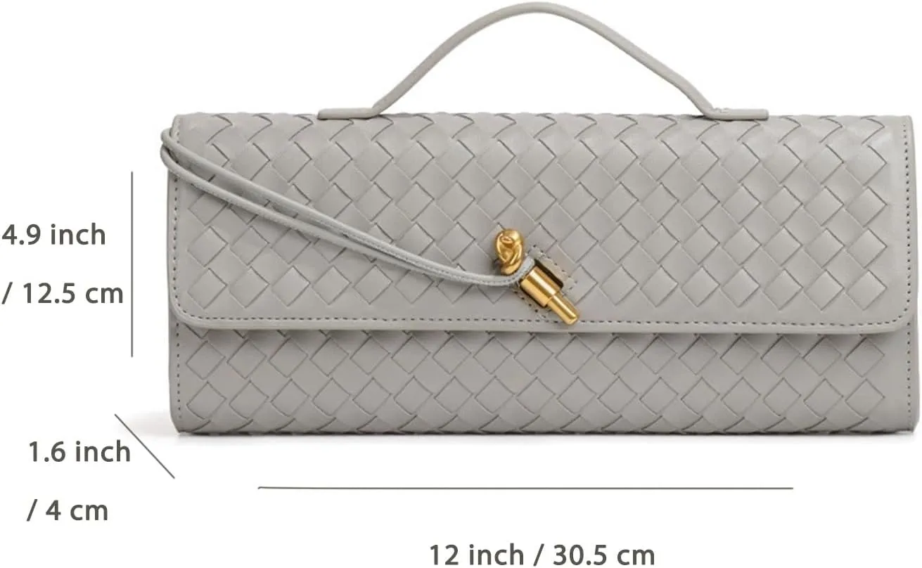Women's Handmade Woven Clutch Purse,Crossbody Bag for Evening & Casual, Adjustable Shoulder Strap Fashion Handbag